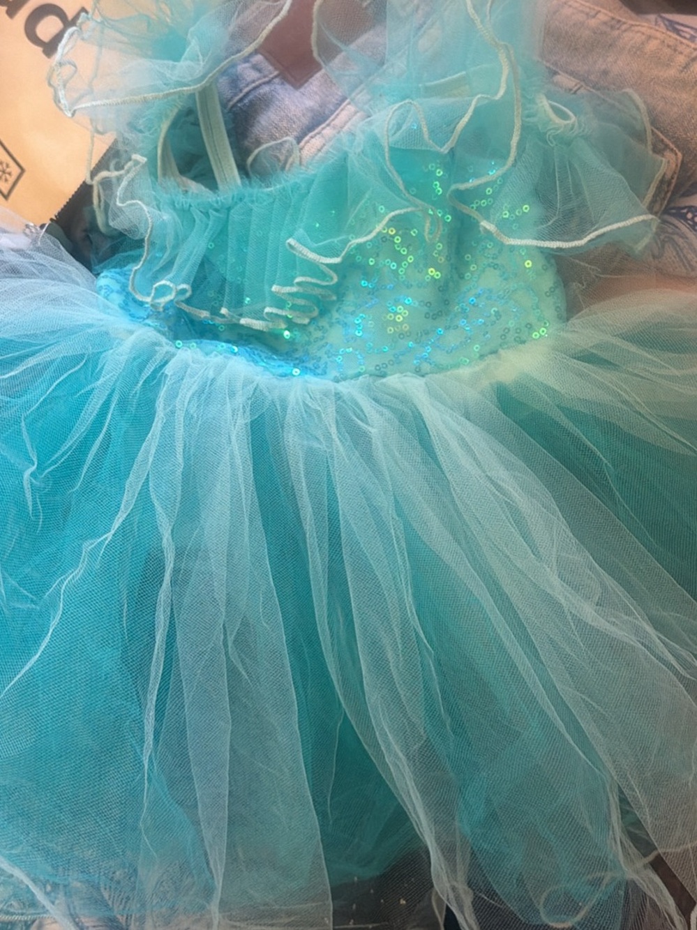 Sparkling Aqua Sequin Tulle Dance Costume for Kids